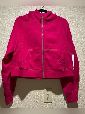 Lululemon NWT Scuba Oversized Half Zip Hoodie Jacket Hot Pink Silver Hardware XS
